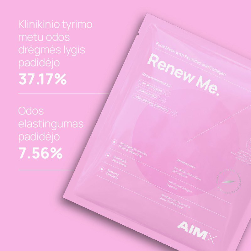 Greito poveikio „Anti-aging“ veido kaukė su peptidais ir kolagenu AIMX „Renew Me“ - Image 7