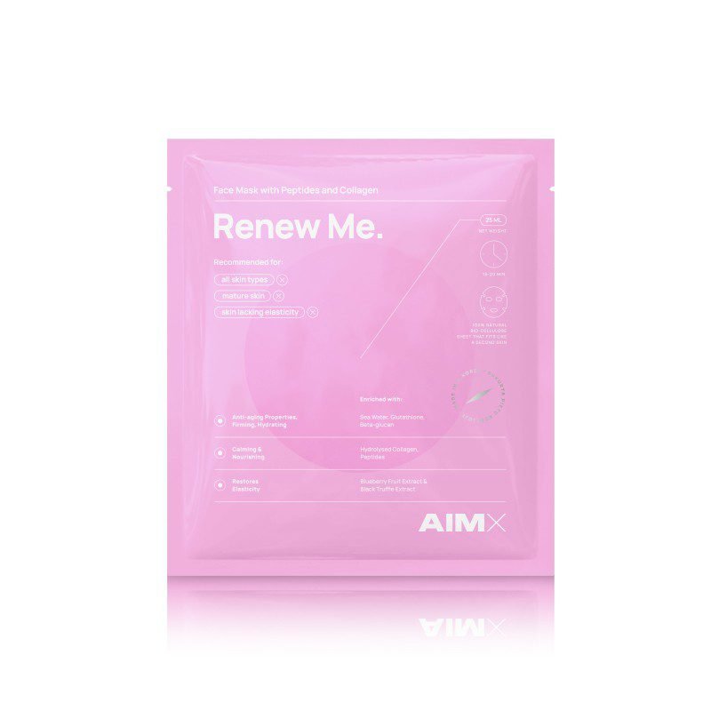 Greito poveikio „Anti-aging“ veido kaukė su peptidais ir kolagenu AIMX „Renew Me“ - Image 4