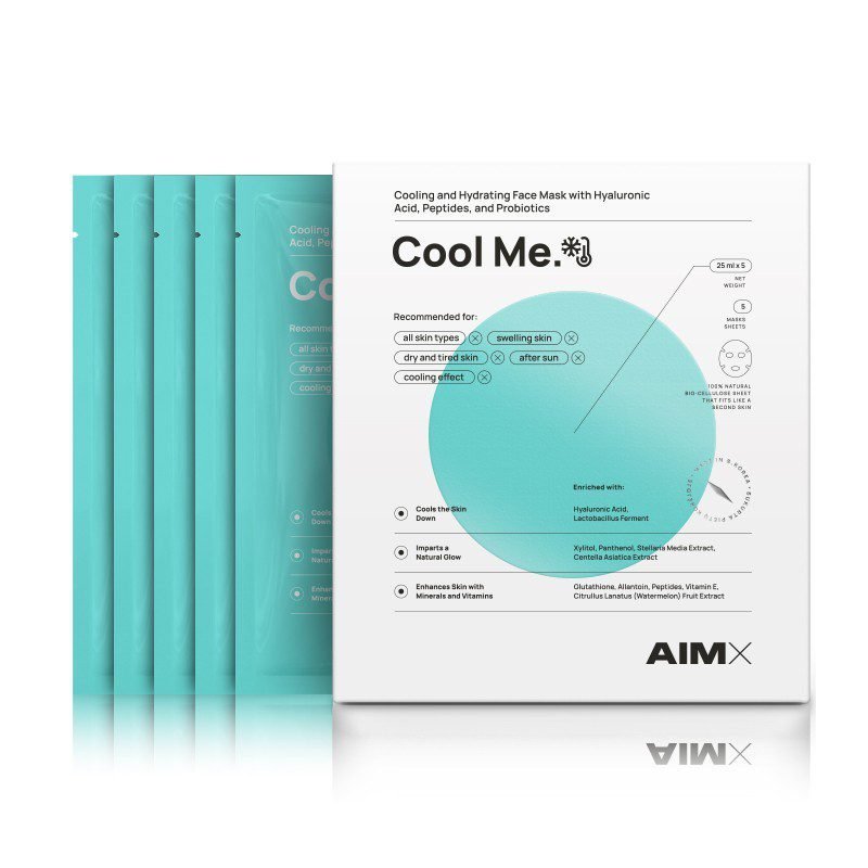 Greito poveikio intensyviai regeneruojanti ir drėkinanti lakštinė kaukė su vėsinančiu ir raminančiu poveikiu AIMX “Cool Me” - Image 7