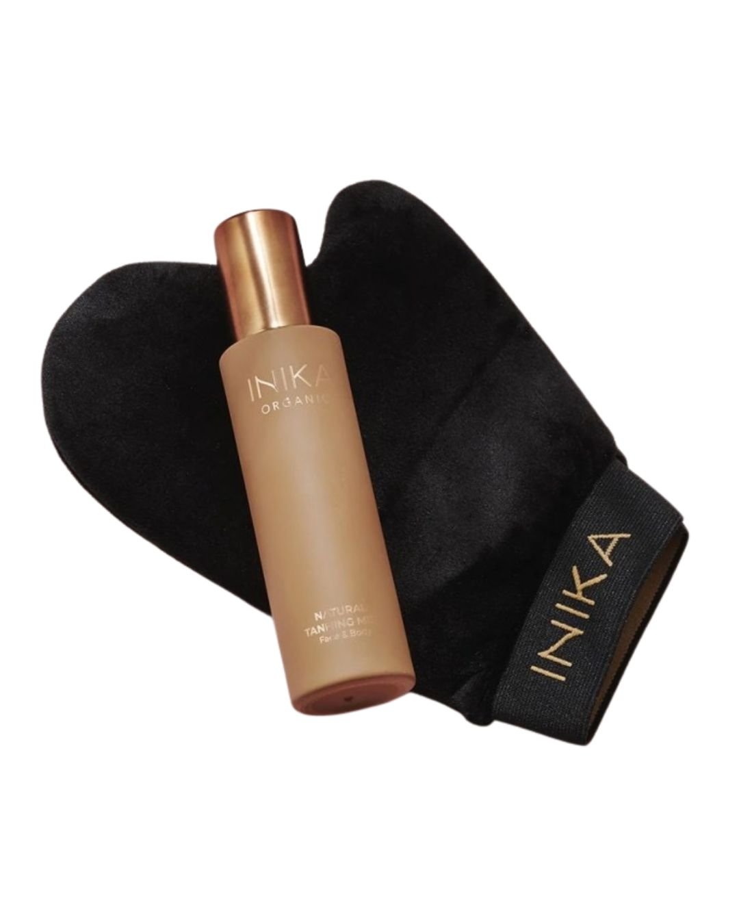 INIKA ORGANIC savaiminio įdegio dulksna, 120ml + savaiminio įdegio pirštinė dovanų